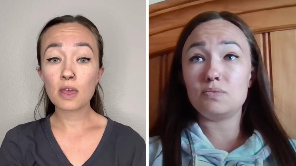 Samantha Peer making a statement in her YouTube Video. Right: Peer in her follow-up video.