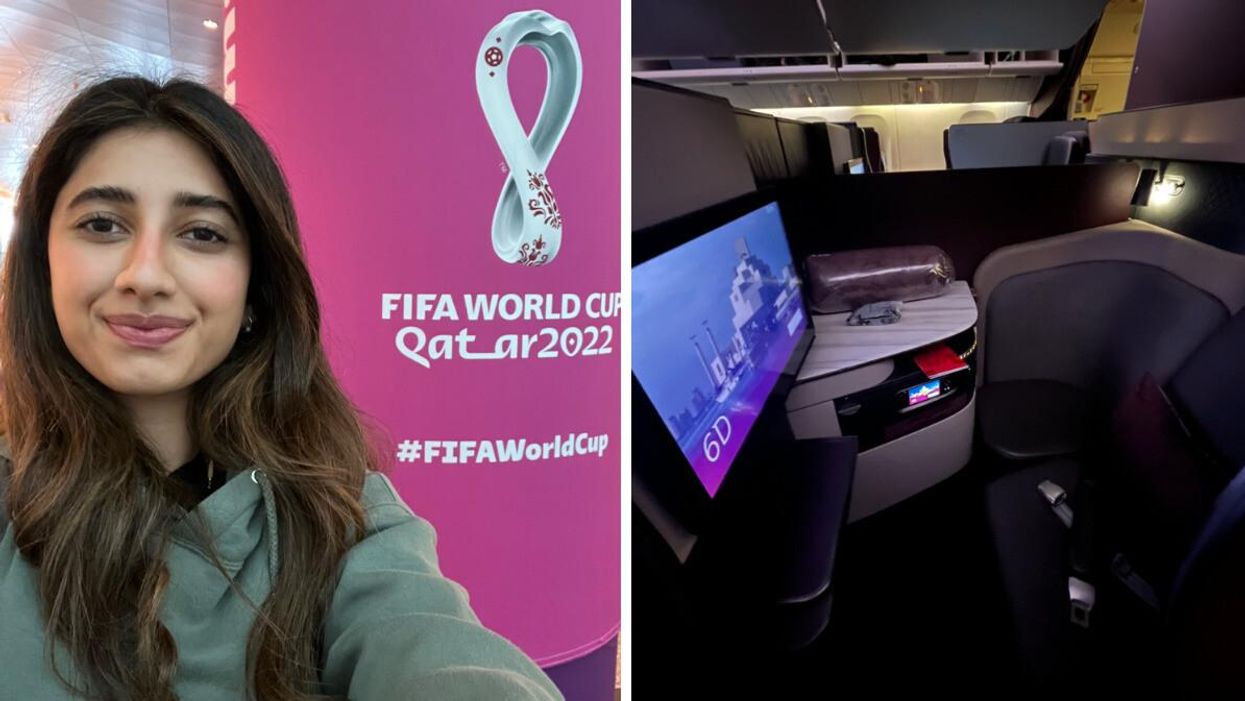 Sameen Chaudhry at Hamad International Airport. The Business Class Airplane Seat.