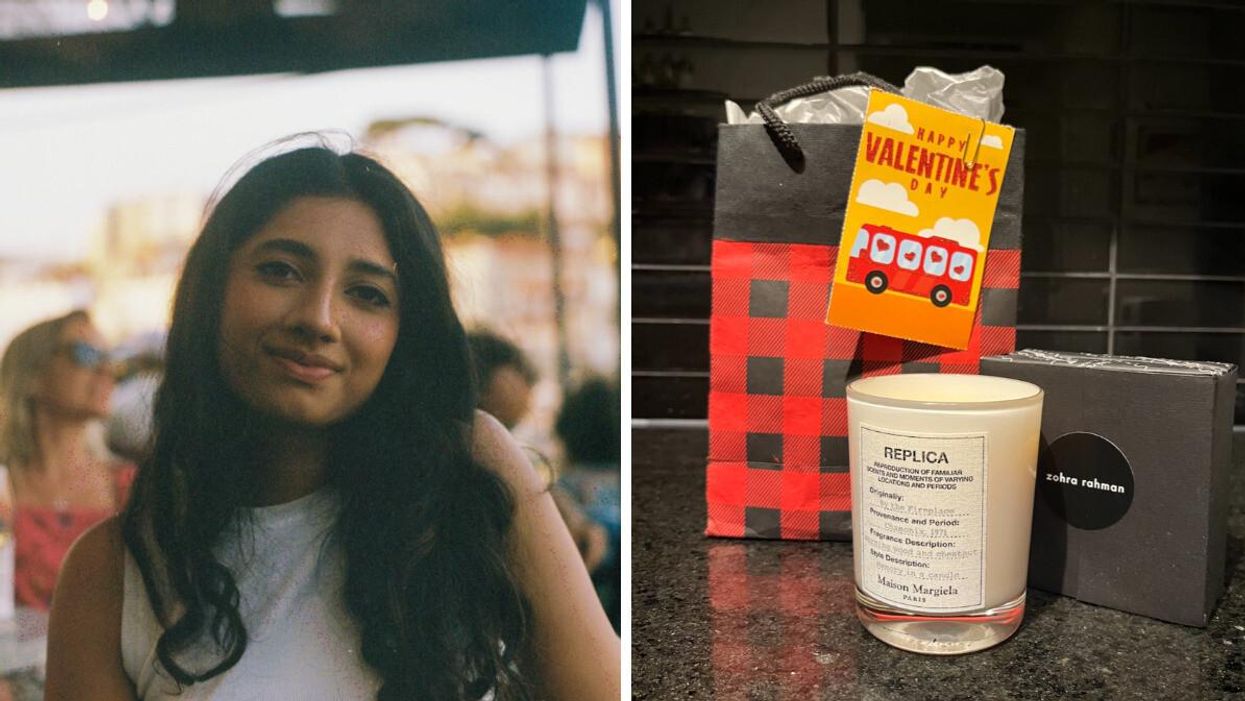 Sameen Chaudhry. Right: Valentines day gift.