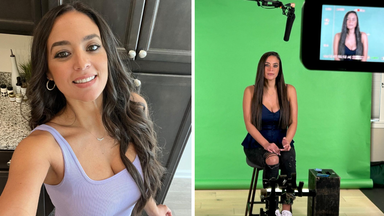 Sammi 'Sweetheart' Giancola taking a selfie. Right: Sammi 'Sweetheart' Giancola on set.