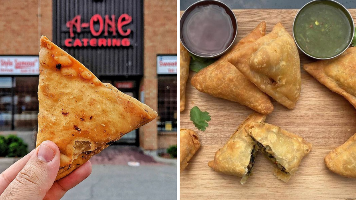 Samosa from A-One Catering. Right: Samosas from Samosa and Sweet Factory.