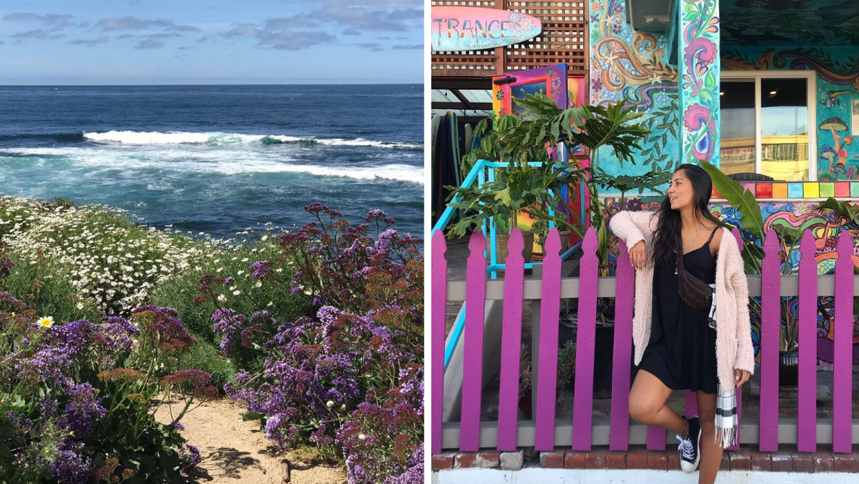 San Diego, California. Right: A woman at a San Diego hostel.