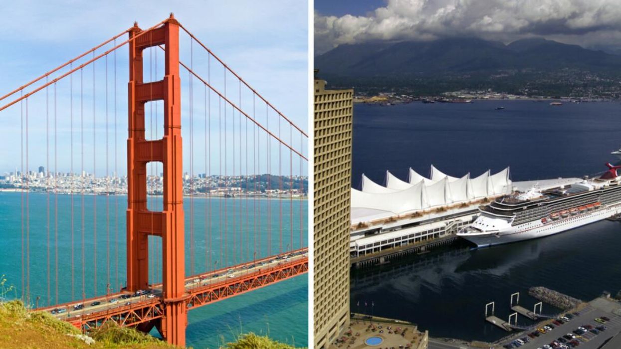 San Francisco. Right: Vancouver cruise ship terminal