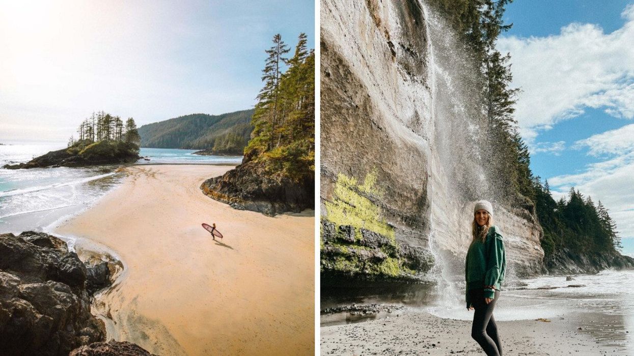 San Josef Bay in BC Right: Mystic Beach Vancouver Island.