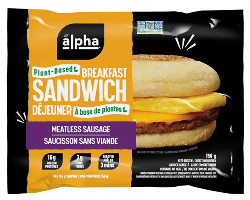 Sandwich \u00e0 base de plantes - saucisson sans viande de marque Alpha.