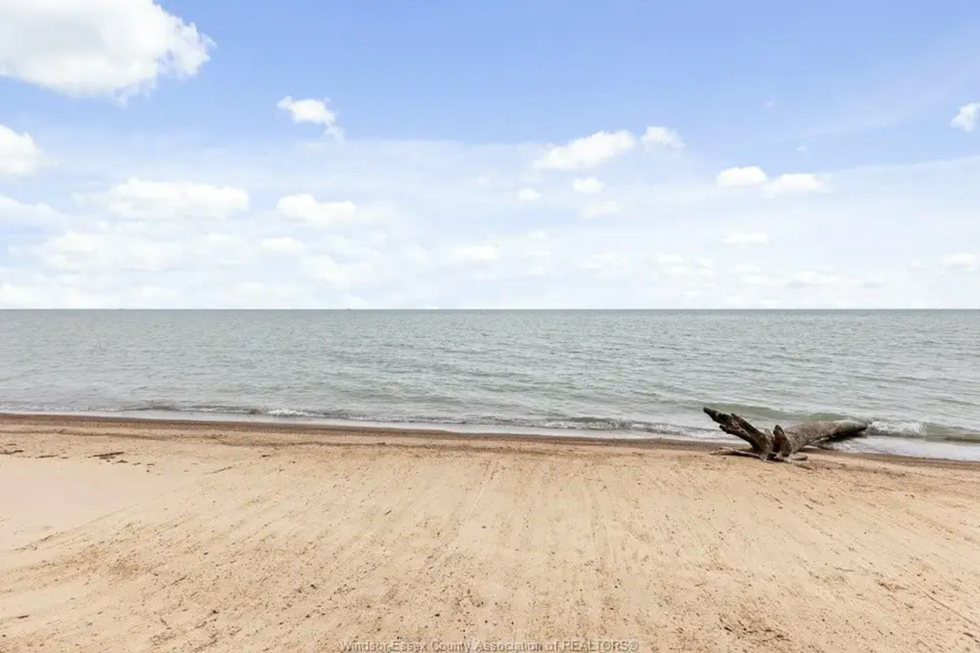 Sandy beach and water.