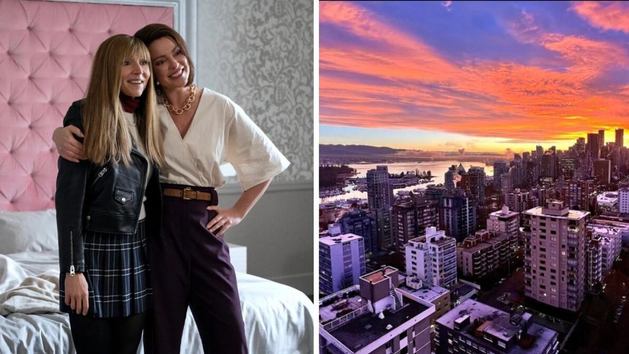 Sarah Chalke and Katherine Heigl. Right: Vancouver.