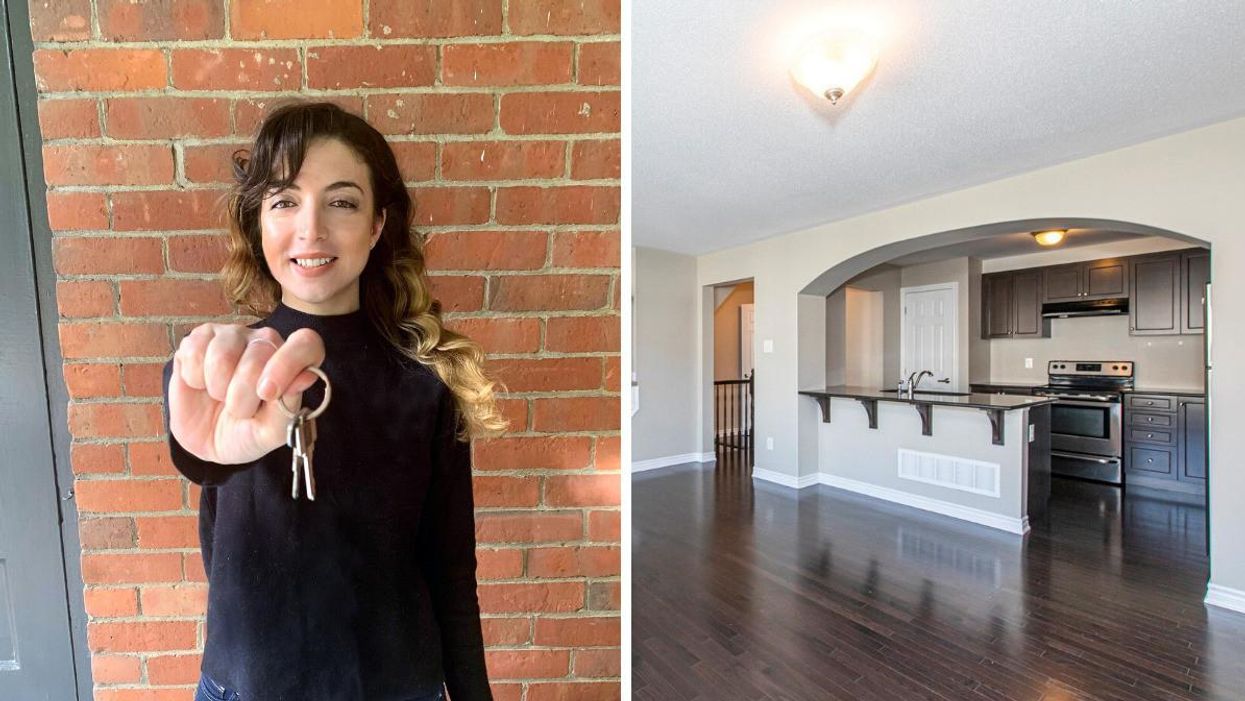 Sarah Crookall with keys. Right: Ottawa rental.