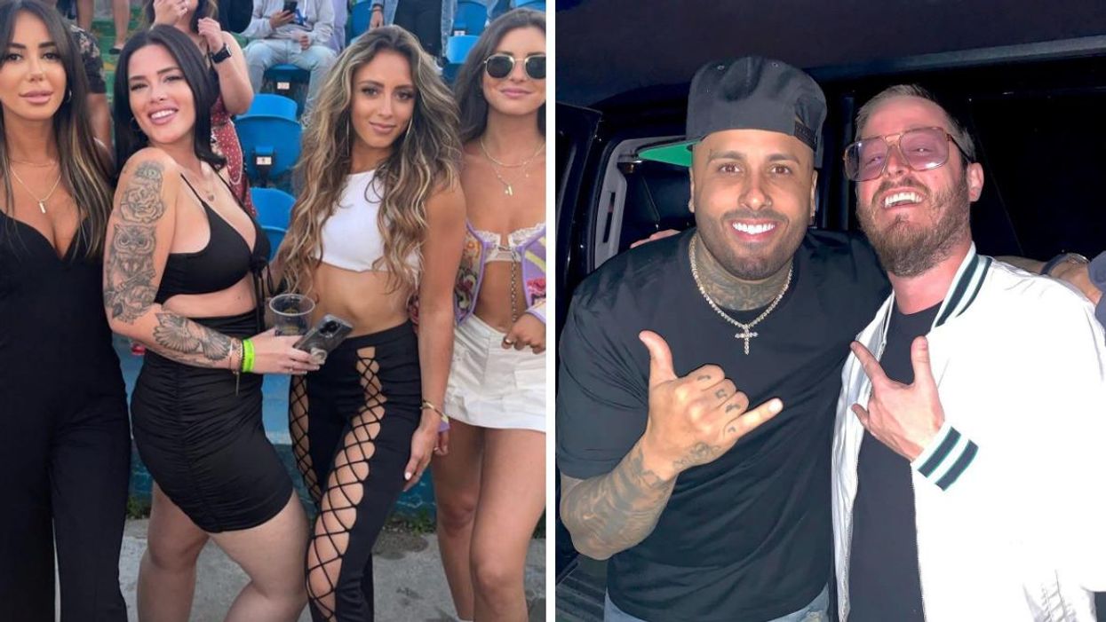 Sarah-Donia Cherif, Kathleen Isabelle, Carol-Anne Vézina et Sabrina Bouchard. Droite : Olivier Primeau et Nicky Jam.
