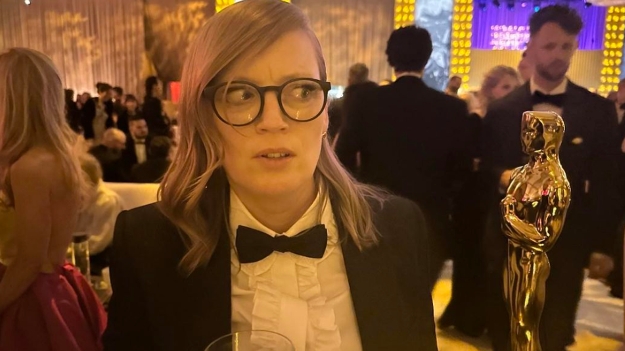 Sarah Polley at the 2023 Oscars with her award for "Women Talking."