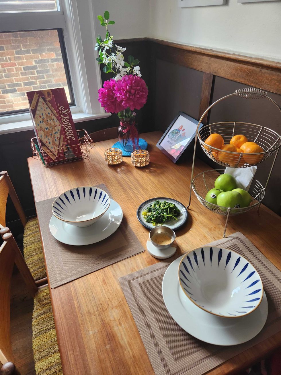 Sarah's table after the Dollarama makeover.