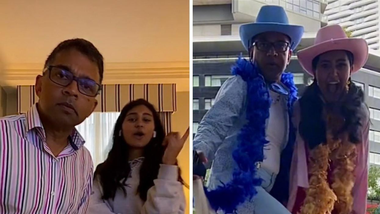 Sarita Rampersad and her dad dressing up for the Harry Styles concert in Toronto.
