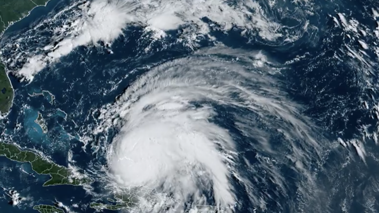 Satellite image of Hurricane Fiona as it heads north in the Atlantic Ocean.