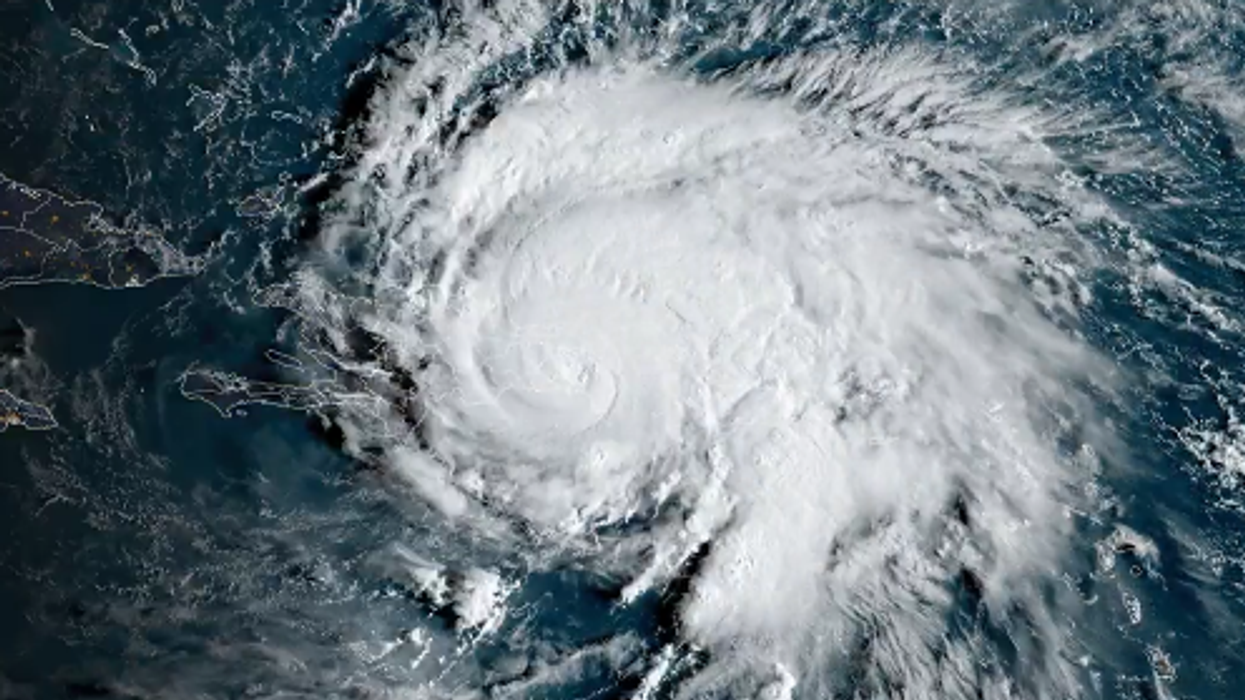 Satellite image of Hurricane Fiona over Puerto Rico and the Dominican Republic on September 19.