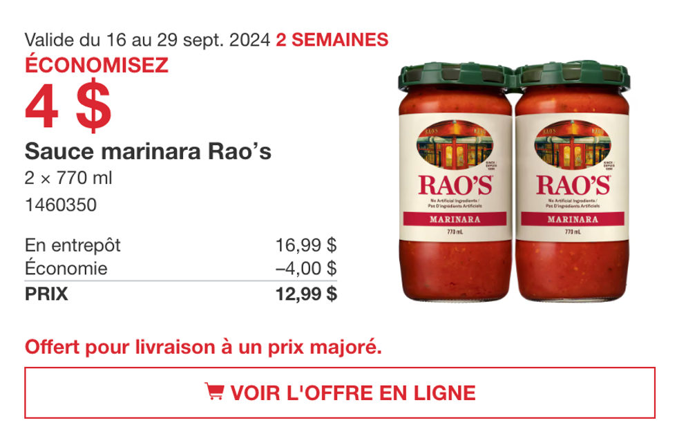 Sauce marinara Rao's.