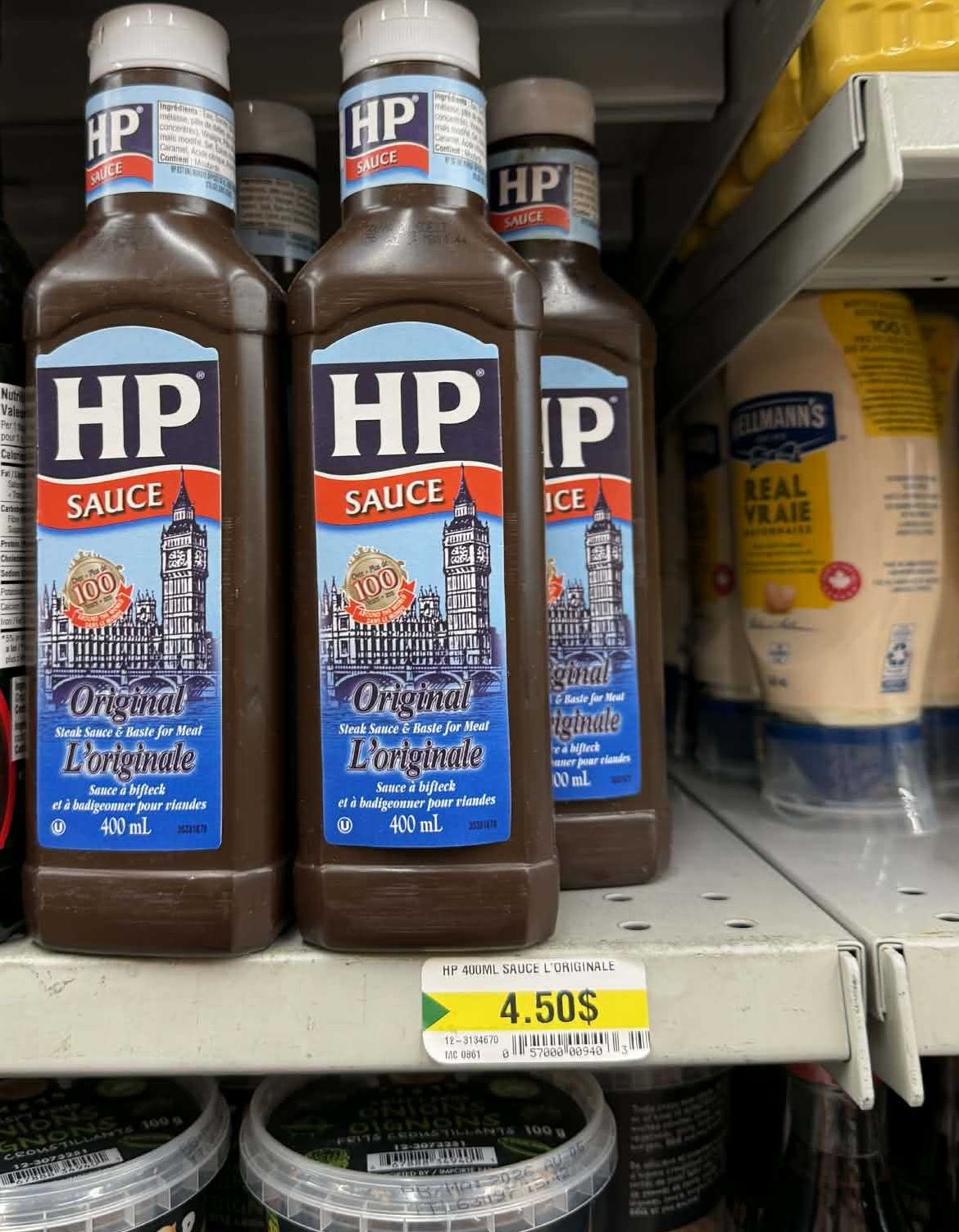 Sauces HP originale sur les tablettes du Dollarama.