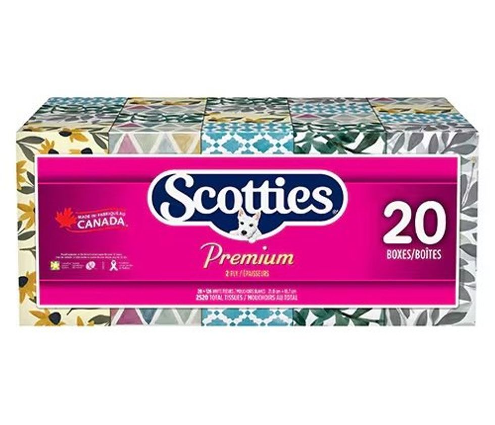 Scotties Premium 2-ply facial tissues.