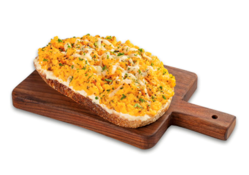 Scrambled eggs on toast, available in Tim Hortons India.