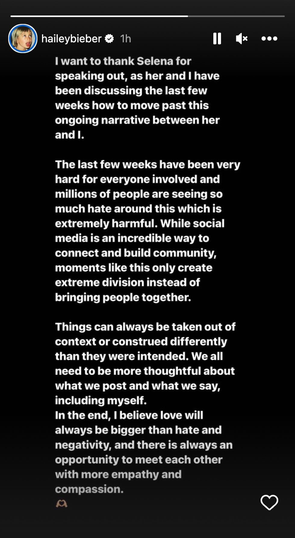 Screenshot of Hailey Bieber's story on March 24, 2023.