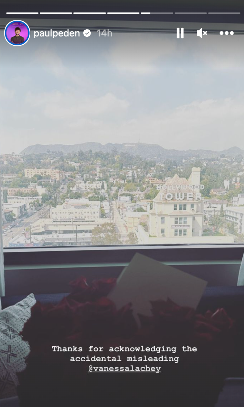 Screenshot of Paul Peden's Instagram story.