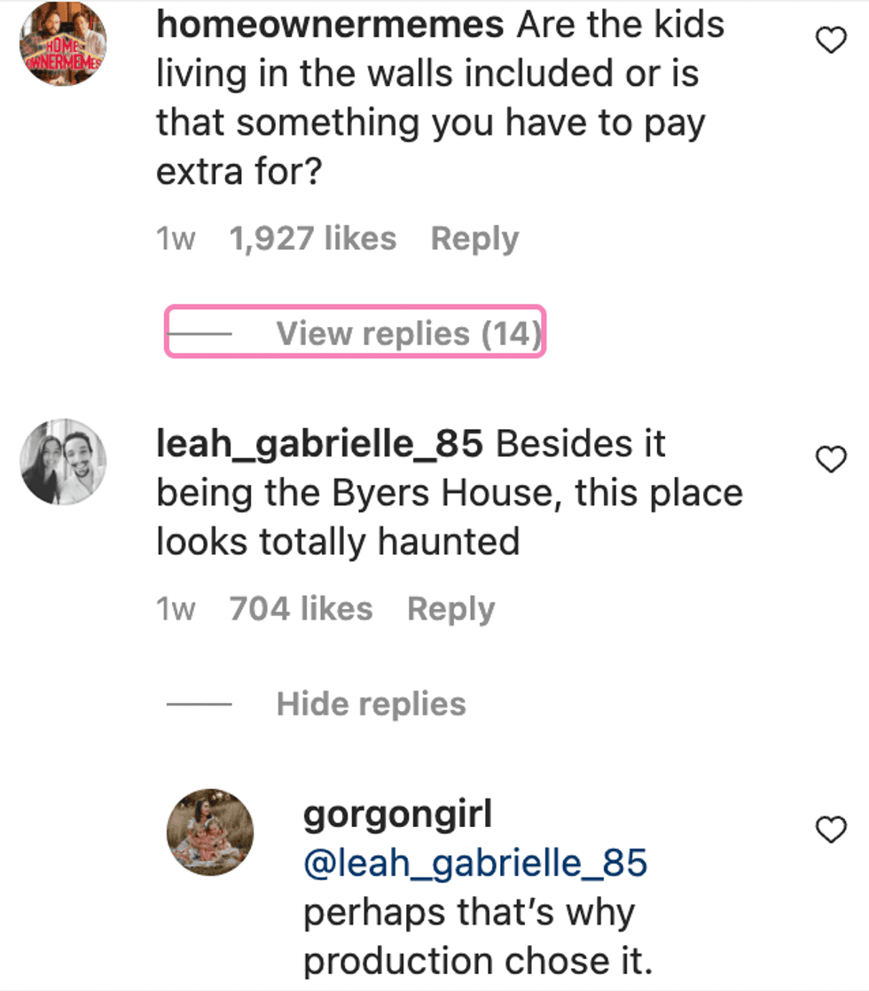 Captura de pantalla de comentarios populares dejados en Instagram.