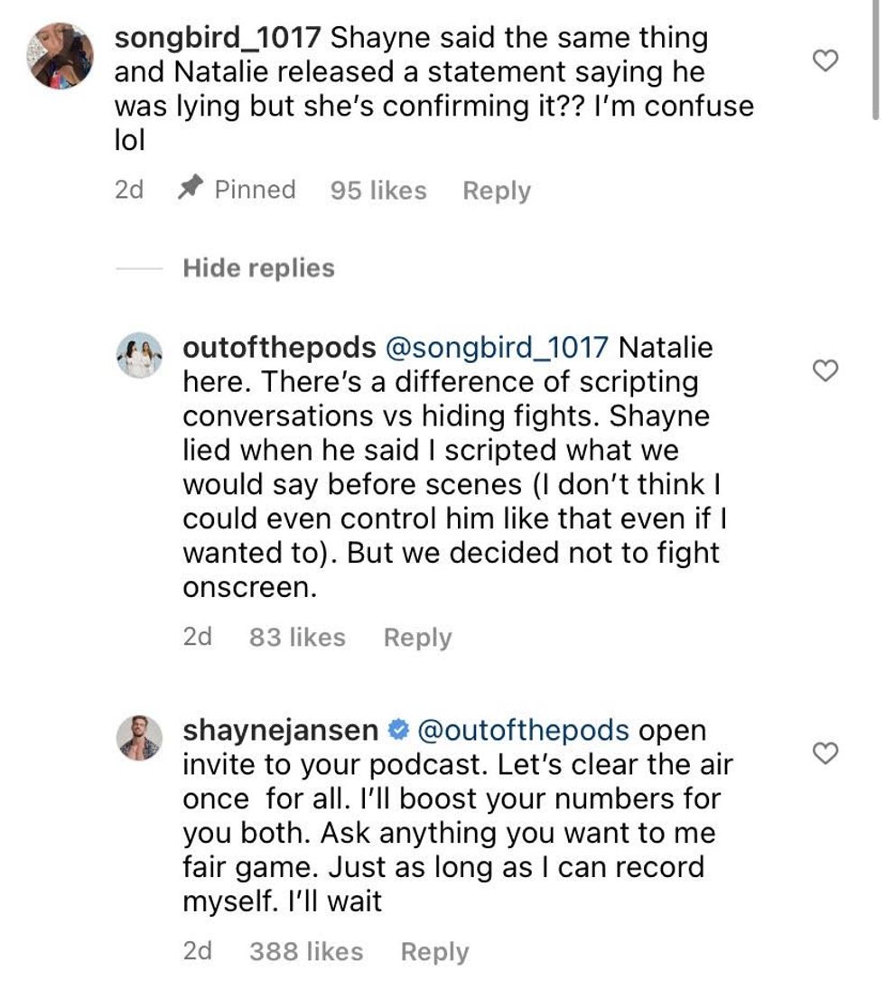 Screenshot of Shayne Jansen's comment on a post made by Out of the Pods.