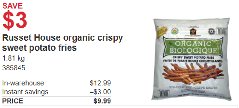 screenshot of \u200bRusset House organic crispy sweet potato fries from Costco