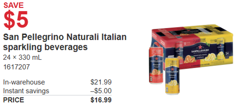 screenshot of \u200bSan Pellegrino Naturali Italian sparkling beverages from Costco