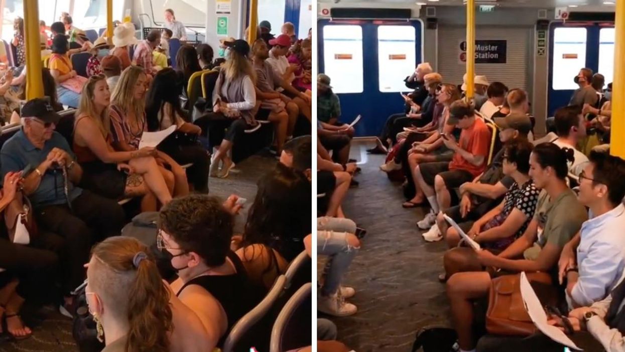 SeaBus passengers singing.
