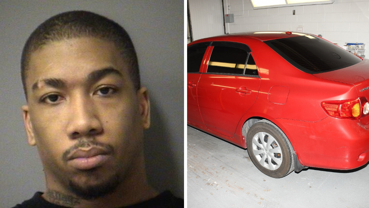 Sean Petrie. Right: Red Toyota Corolla.