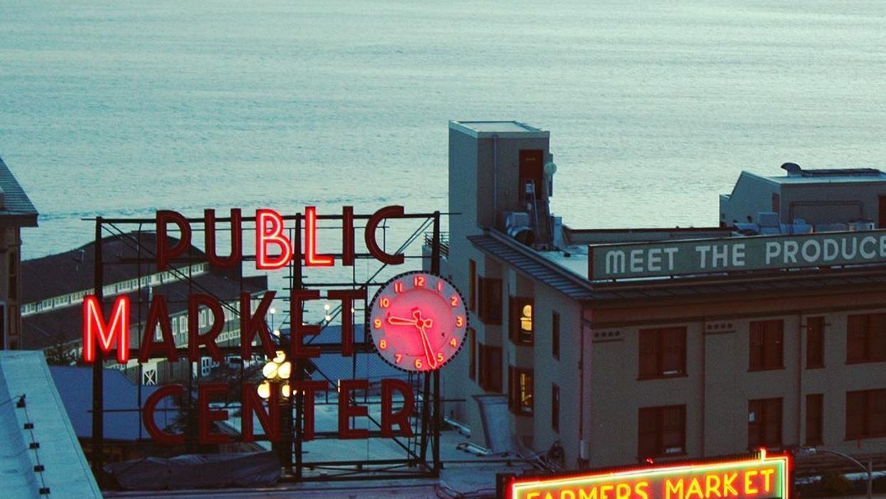 Seattle's Pike Place Market Dims Lights For Juneteenth To Read 'BLM' (PHOTOS)