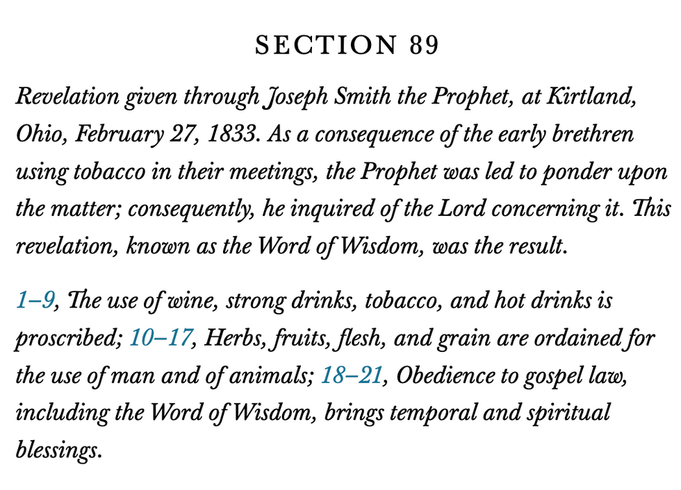 Section 89 from The Church of Jesus Christ of Latter-day Saints' Doctrine and Covenants.