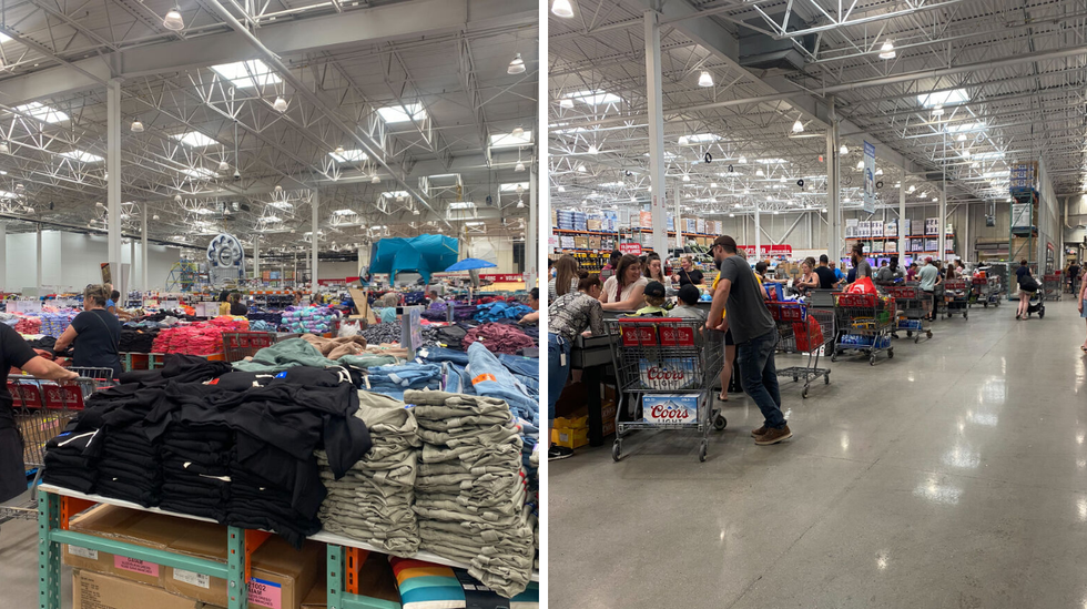 Section v\u00eatements. Droite : Caisses.