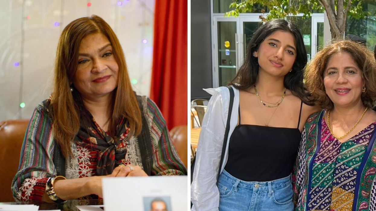 Seema Taparia on Indian Matchmaking. Right: Me and my mom.