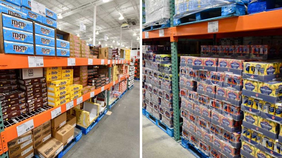 Selection of single-flavour snacks and drinks at Costco Business Centre.
