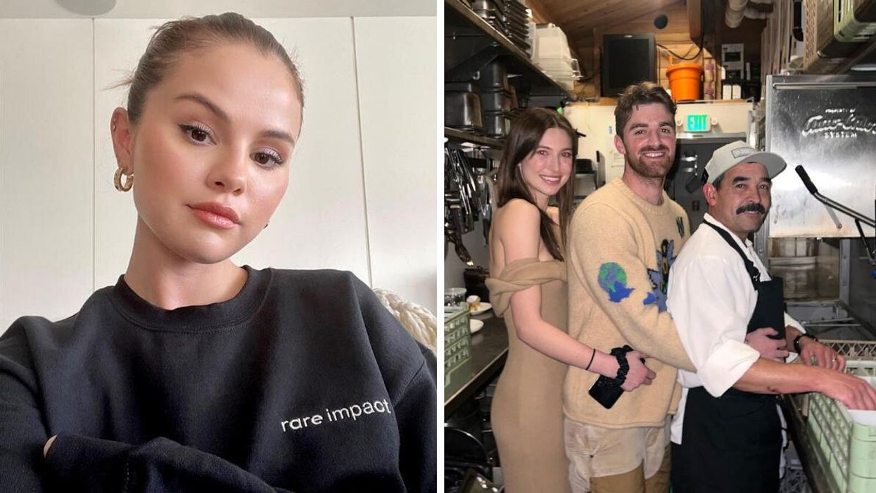 Selena Gomez. Right: Drew Taggart and Eve Jobs.