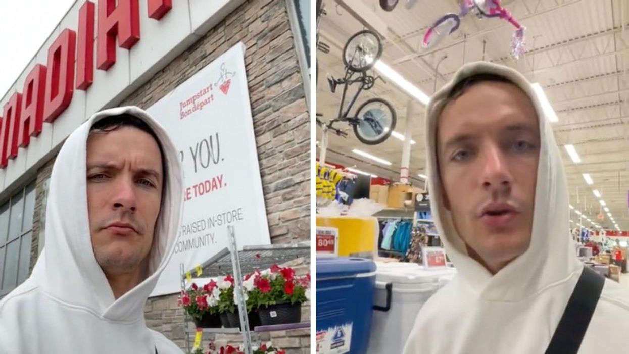 Semion outside of Canadian Tire. Right: Semion inside of Canadian Tire.