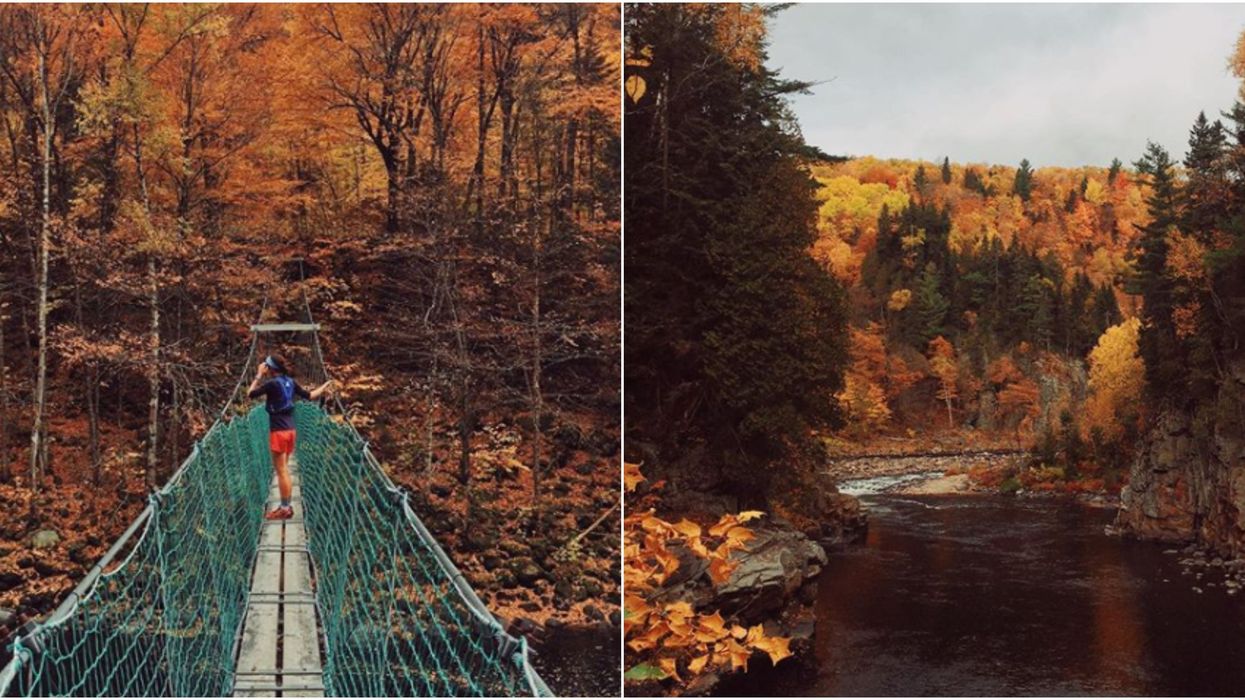 Sentier Mestachibo : Ce pont est la place où amener ta personne préférée cet automne