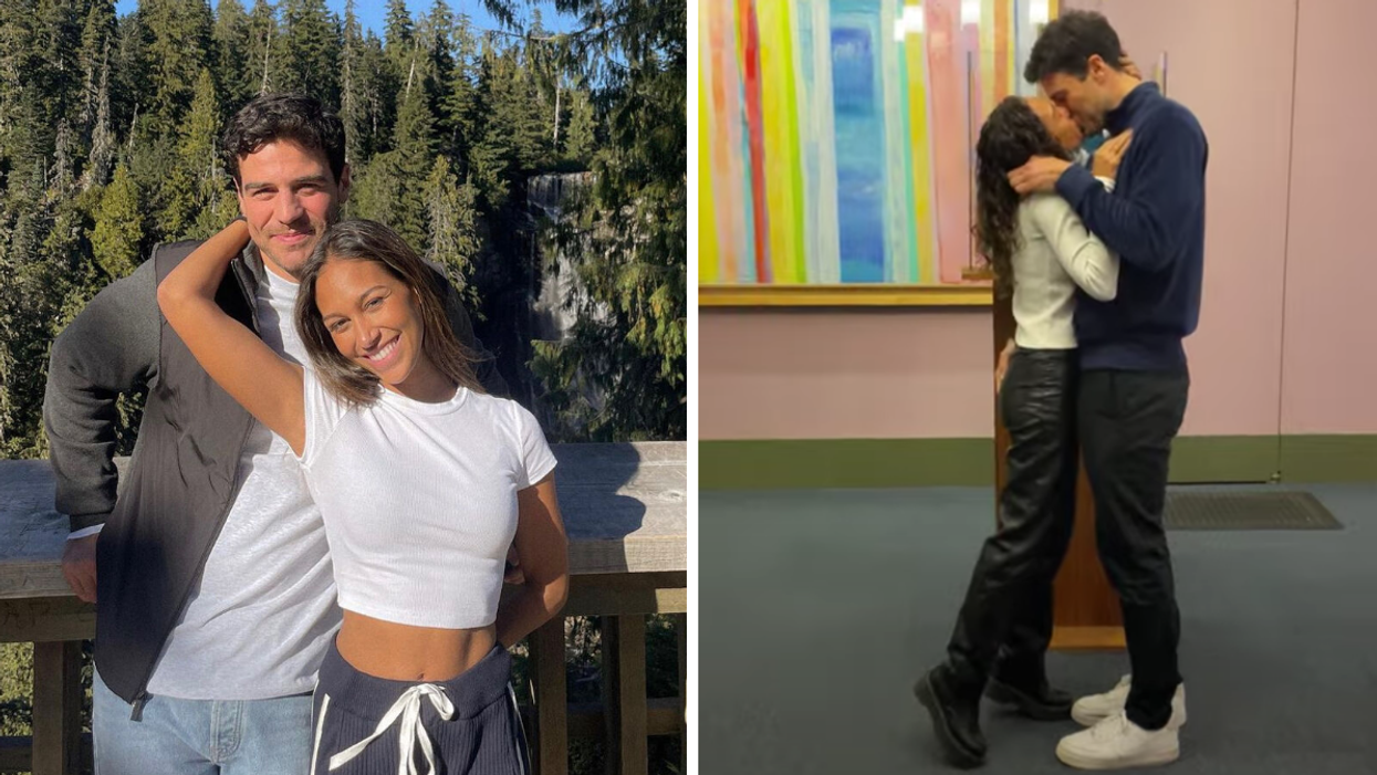 Serena Pitt and Joe Amabile. Right: Serena Pitt and Joe Amabile getting married in New York.