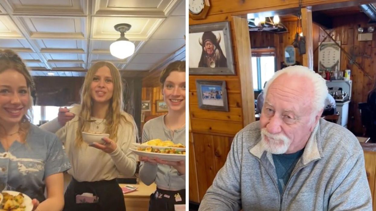 Servers at the Chuckwagon Café on TikTok. Right: A customer at the Chuckwagon Café on TikTok.