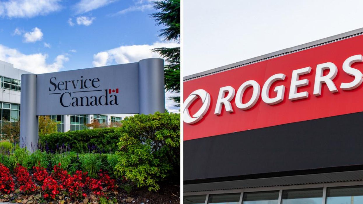 Service Canada office in Vancouver. Right: Rogers store in Ottawa.
