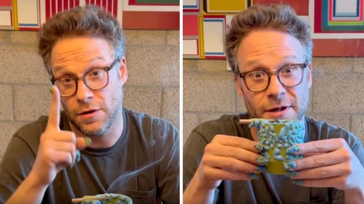 Seth Rogen and his gloopy ashtray.