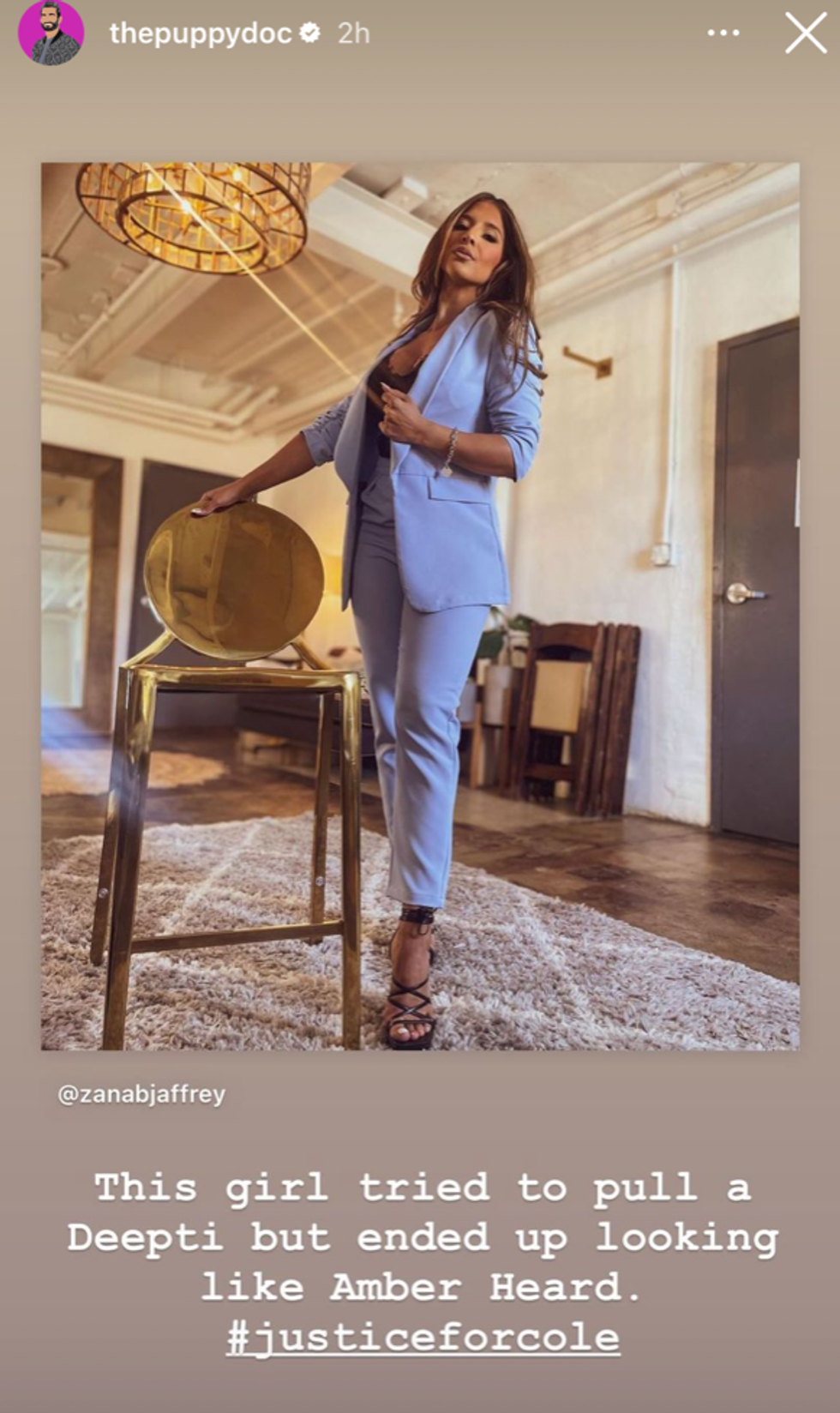 Shake Chatterjee in response to Zanab Jaffrey's Instagram post.