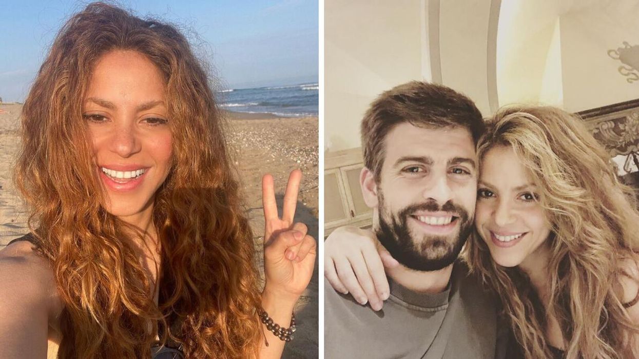 Shakira. Right: Gerard Pique and Shakira.