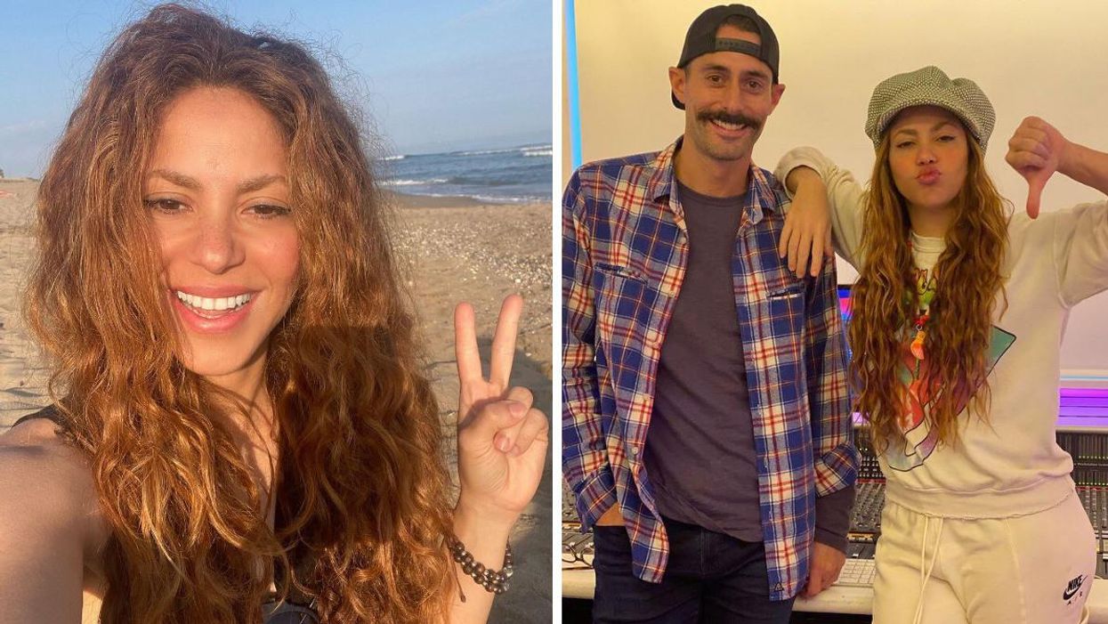 Shakira. Right: Shakira and a friend.