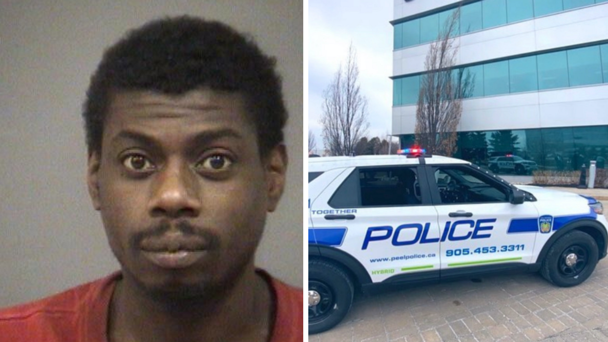 Shane Blackwood. Right: Peel Regional Police car.