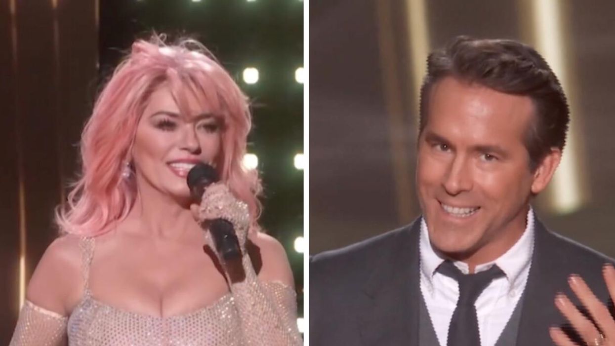 Shania Twain. Right: Ryan Reynolds.