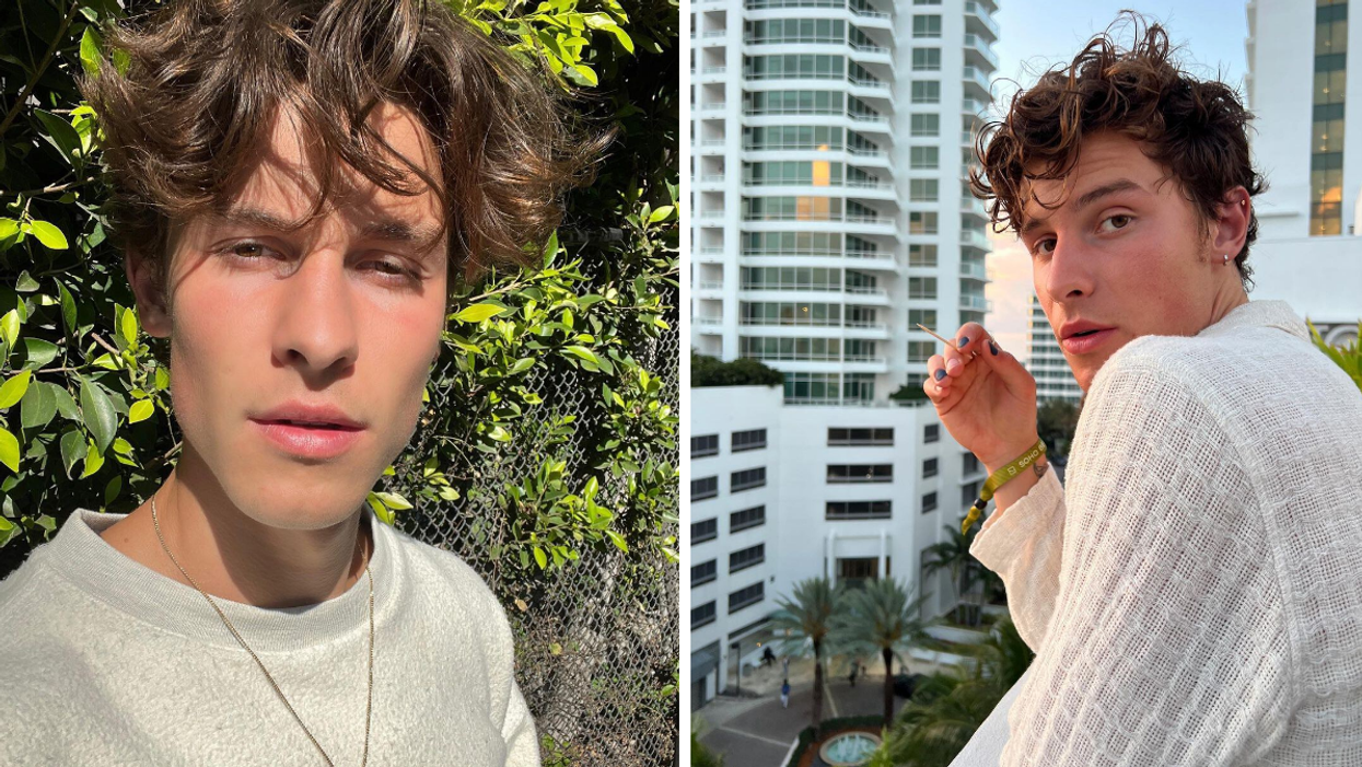 Shawn Mendes close to the camera. Right: Shawn Mendes in Miami, FL.