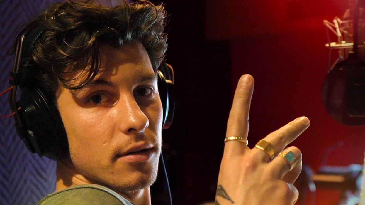 Shawn Mendes in a studio.