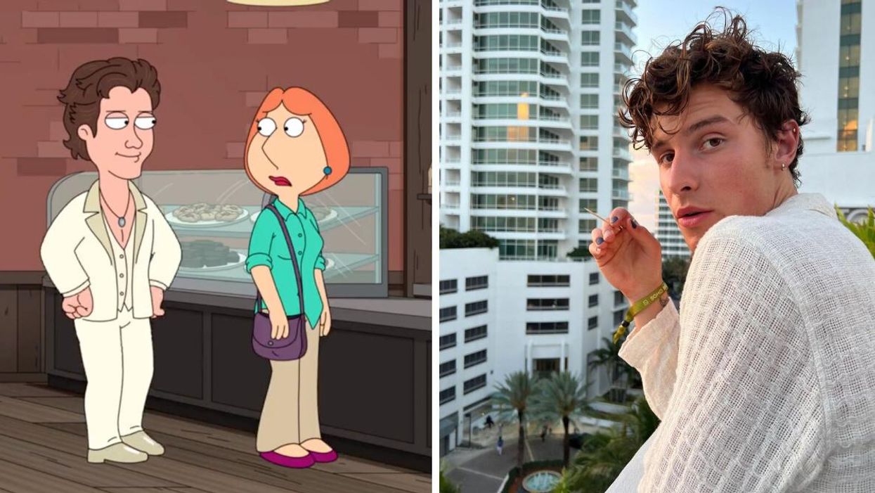 Shawn Mendes on "Family Guy." Right: Shawn Mendes.